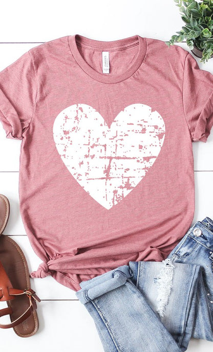 Distressed Heart Graphic Tee Shirt