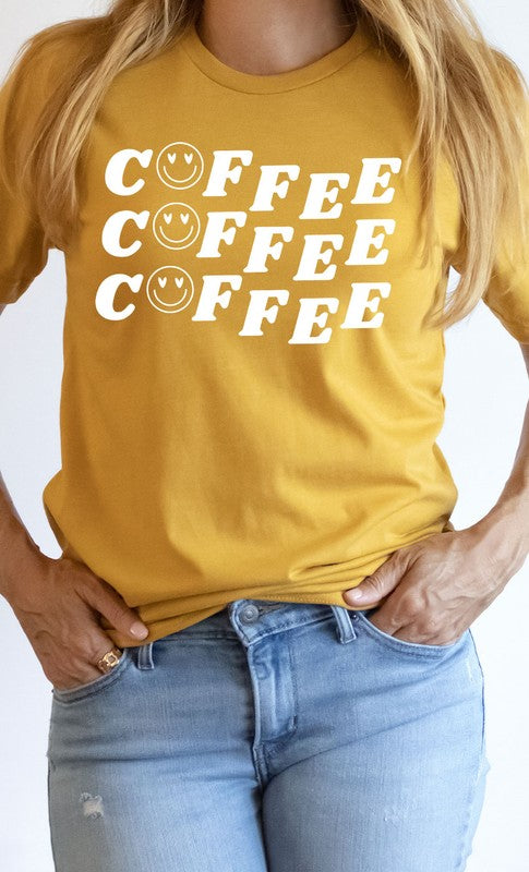 Smiley Coffee Graphic Tee Shirt