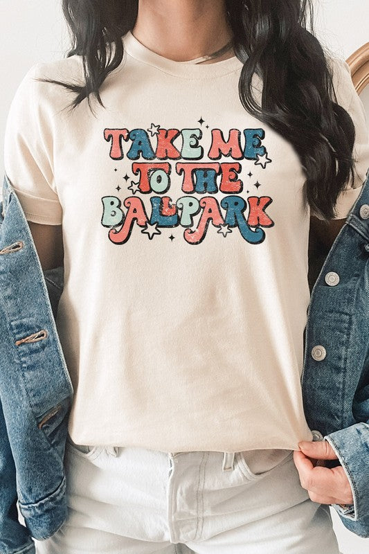 Retro Take Me To The Ballpark Baseball Graphic Tee Shirt