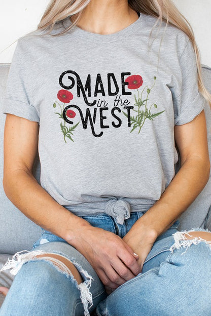 Retro Made In The West Red Flowers Graphic Tees Shirt