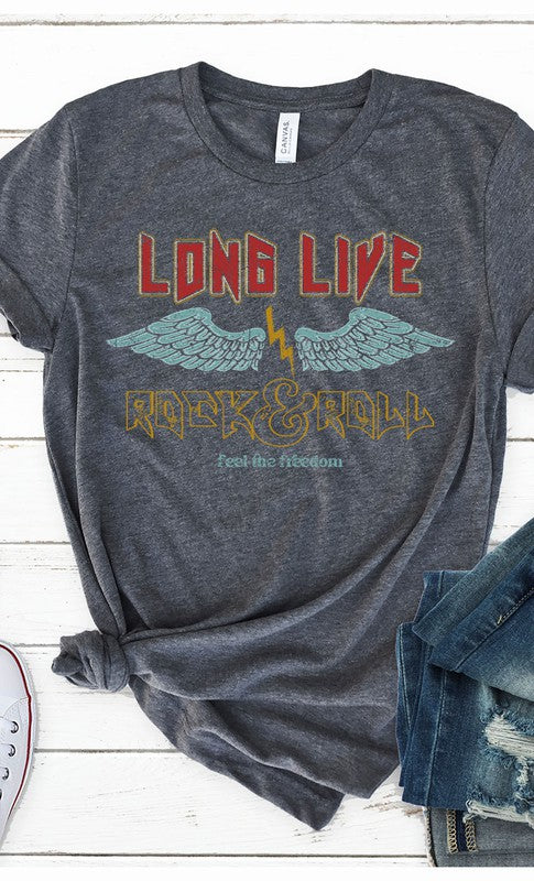 Vintage Long Live Rock and Roll Graphic Tee Shirt