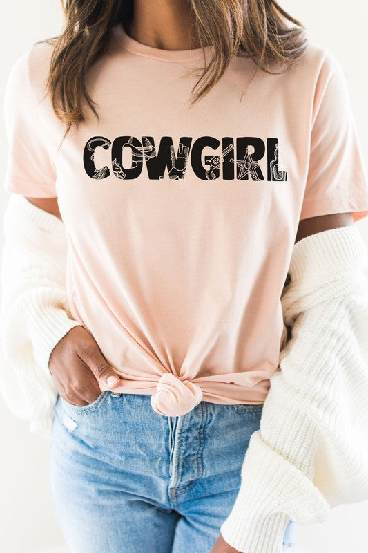 Cowgirl Horse Boots Sheriff Badge Graphic Tee Shirt