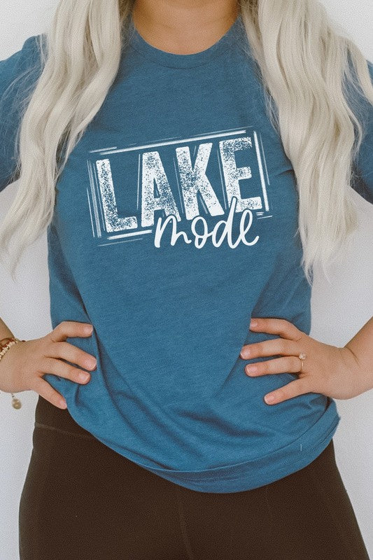 Lake Mode Summer Break Vacation Swim Graphic Tee Shirt