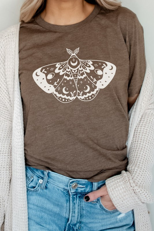 Ornamental Luna Moth Summer Night Graphic Tee Shirt