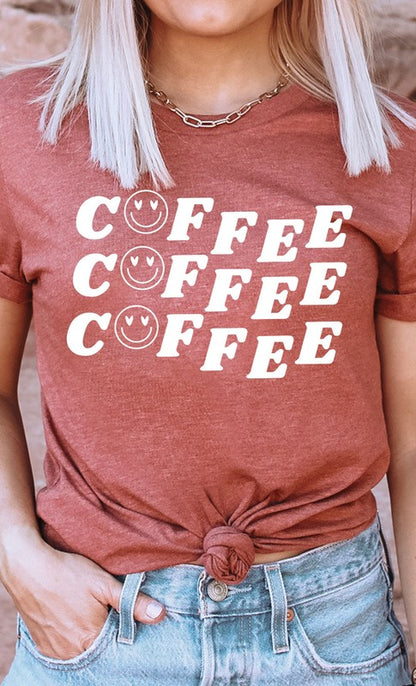 Smiley Coffee Graphic Tee Shirt