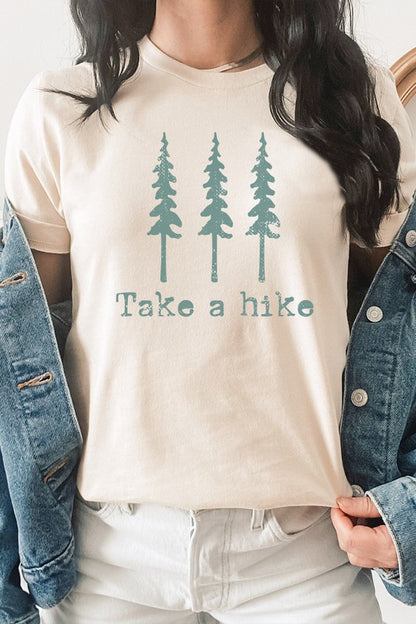 Pine Trees Take A Hike Summer Trip Graphic Tee Shirt