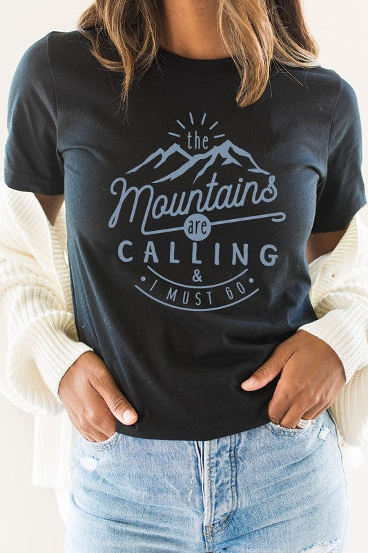 The Mountains Calling And I Must Go Graphic Tee Shirt