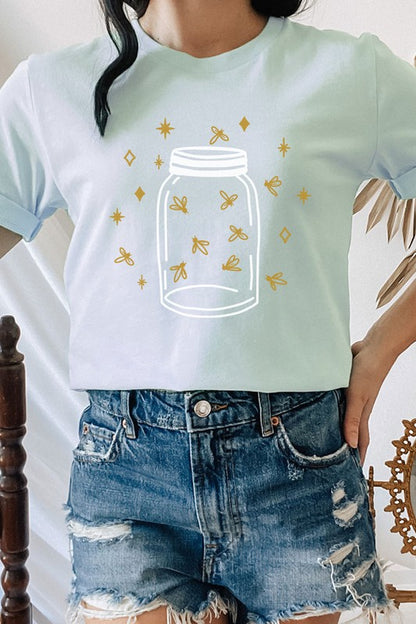 Fireflies in a Jar Glow Summer Nights Graphic Tee Shirt