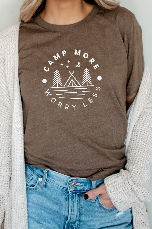 Camp More Worry Less Tent in Forest Graphic Tee Shirt