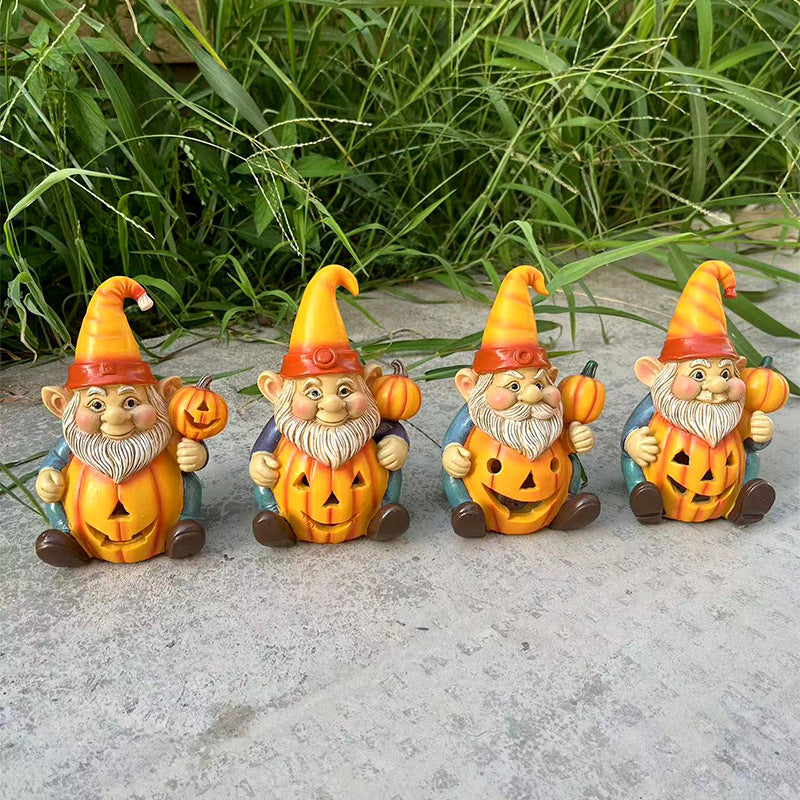 New Halloween Decorations Pumpkin Old Man Statue Home Resin Crafts