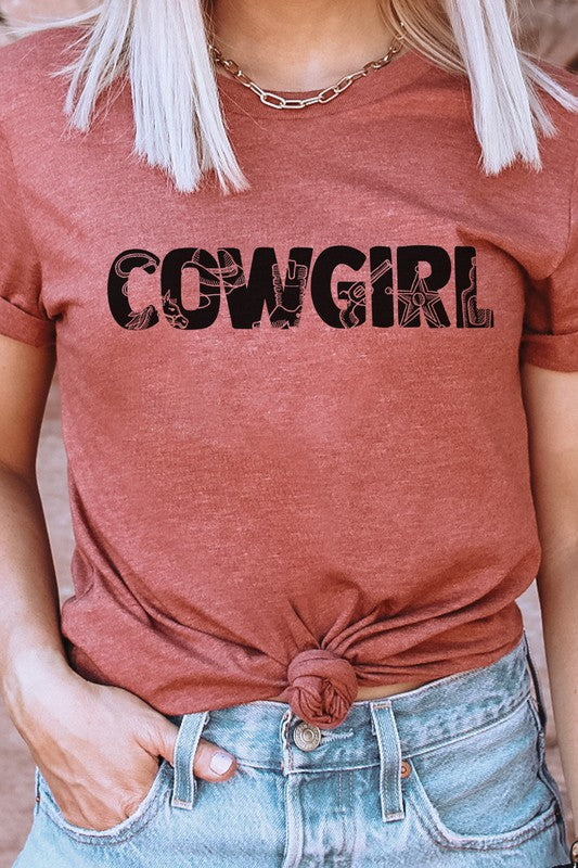 Cowgirl Horse Boots Sheriff Badge Graphic Tee Shirt