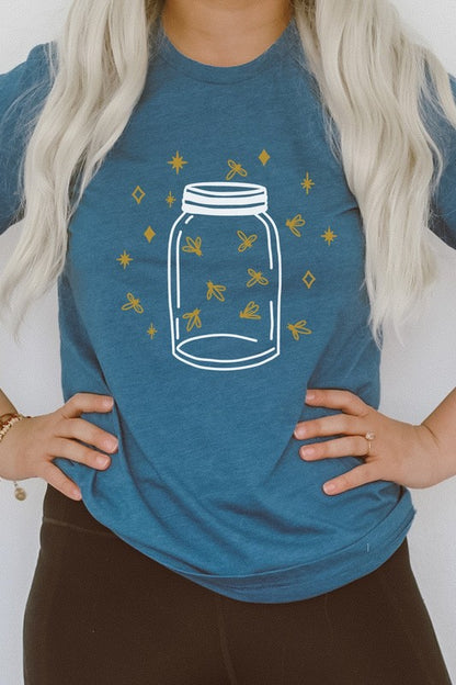 Fireflies in a Jar Glow Summer Nights Graphic Tee Shirt