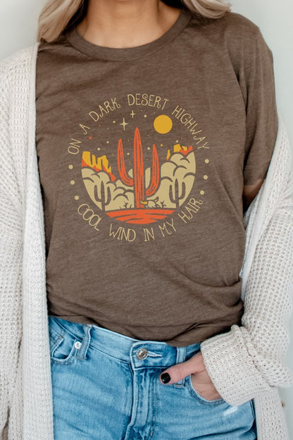 Desert Highway Cool Wind In My Hair Graphic Tee Shirt