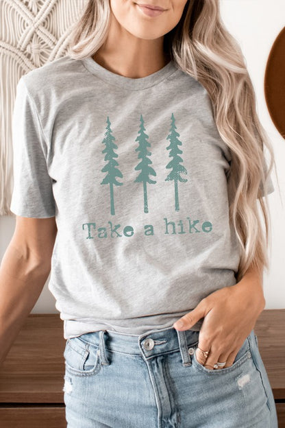 Pine Trees Take A Hike Summer Trip Graphic Tee Shirt