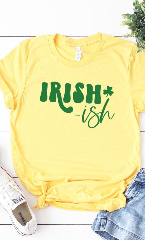 Irish ish green shamrock graphic tee shirt