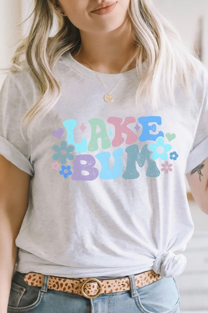 Pastel Flowers Lake Bum Summer Graphic Tee Shirt