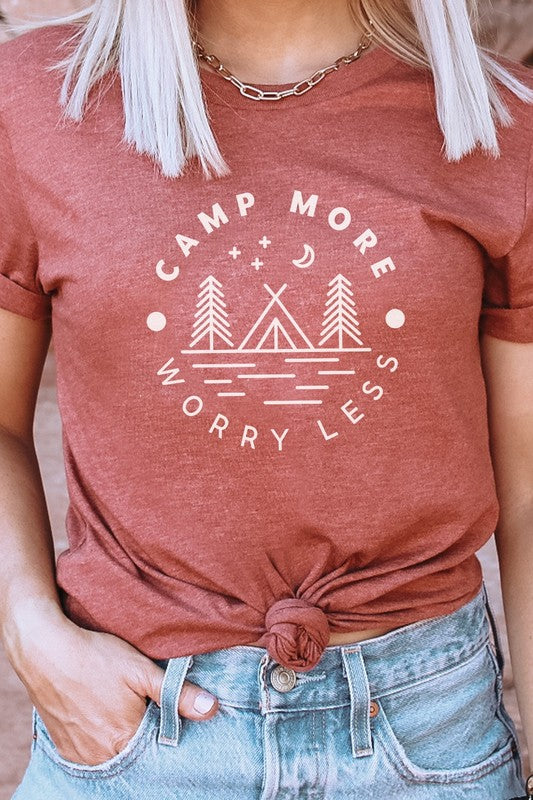 Camp More Worry Less Tent in Forest Graphic Tee Shirt