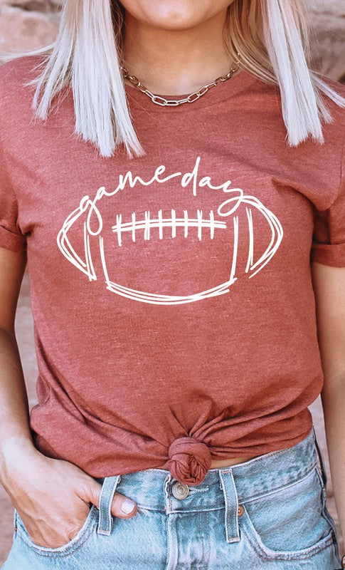 Cursive Football Game Day Graphic Tee Shirt