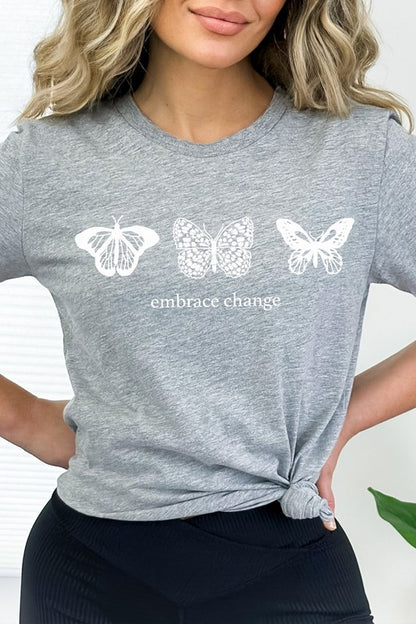 Embrace Change Butterfly Summer Graphic Tee Shirt