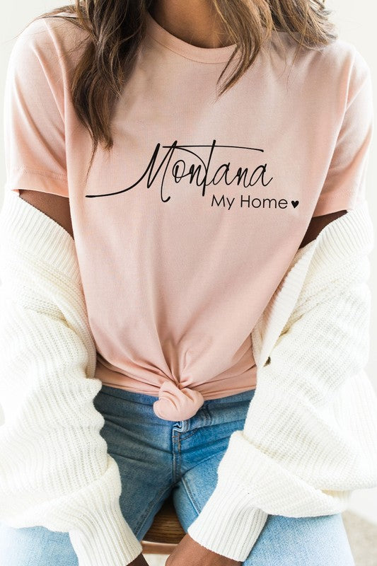 Montana My Home Heart State Graphic Tee Shirt