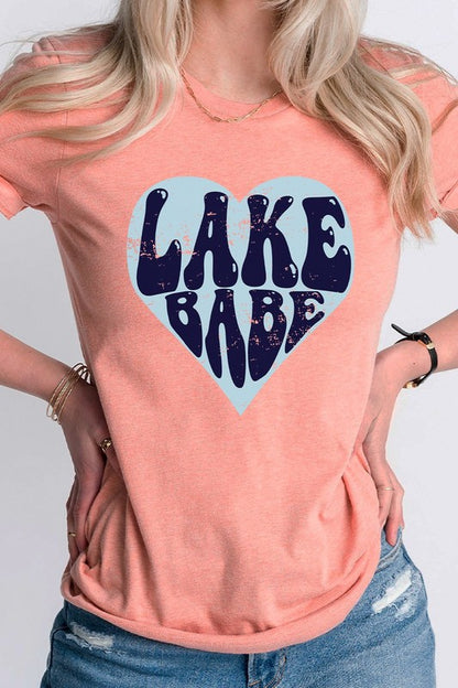 Lake Babe in Heart Water Vacation Graphic Tee Shirt