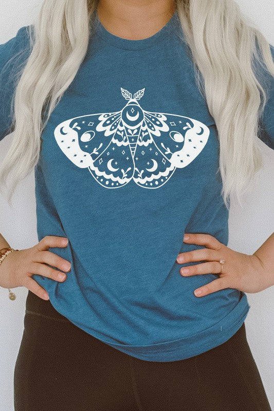 Ornamental Luna Moth Summer Night Graphic Tee Shirt