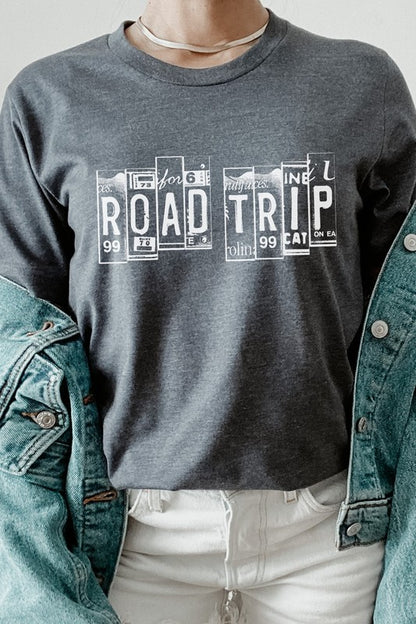 Road Trip License Plate Vacation Graphic Tee Shirt