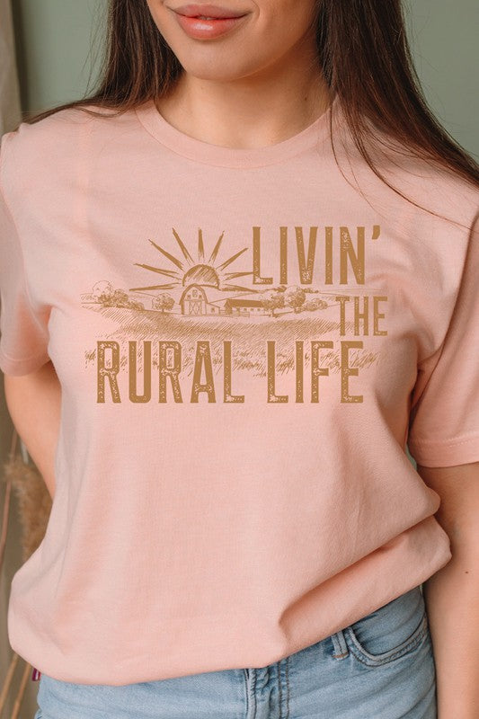 Livin The Rural Life Western Farm Graphic Tee Shirt