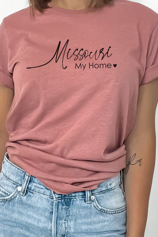 Missouri My Home Heart State Graphic Tee Shirt