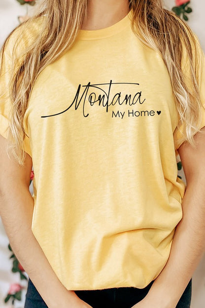 Montana My Home Heart State Graphic Tee Shirt