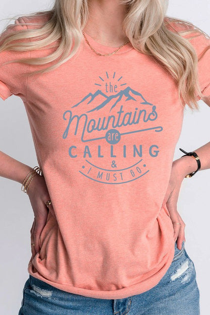 The Mountains Calling And I Must Go Graphic Tee Shirt