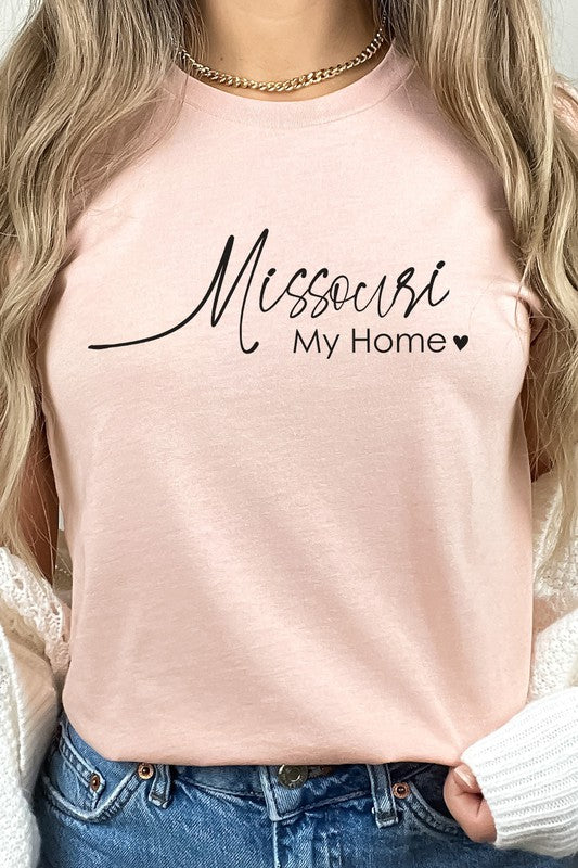 Missouri My Home Heart State Graphic Tee Shirt