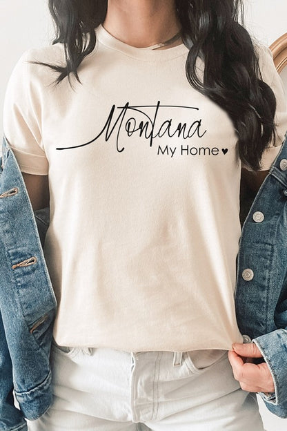 Montana My Home Heart State Graphic Tee Shirt