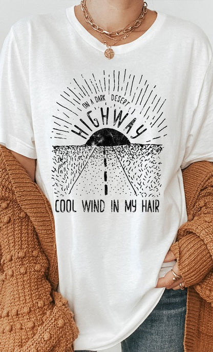 Vintage Dark Desert Highway Graphic Tee Shirt