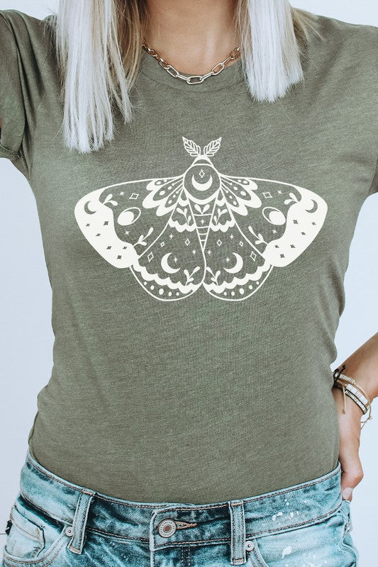 Ornamental Luna Moth Summer Night Graphic Tee Shirt