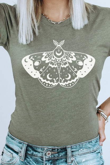 Ornamental Luna Moth Summer Night Graphic Tee Shirt