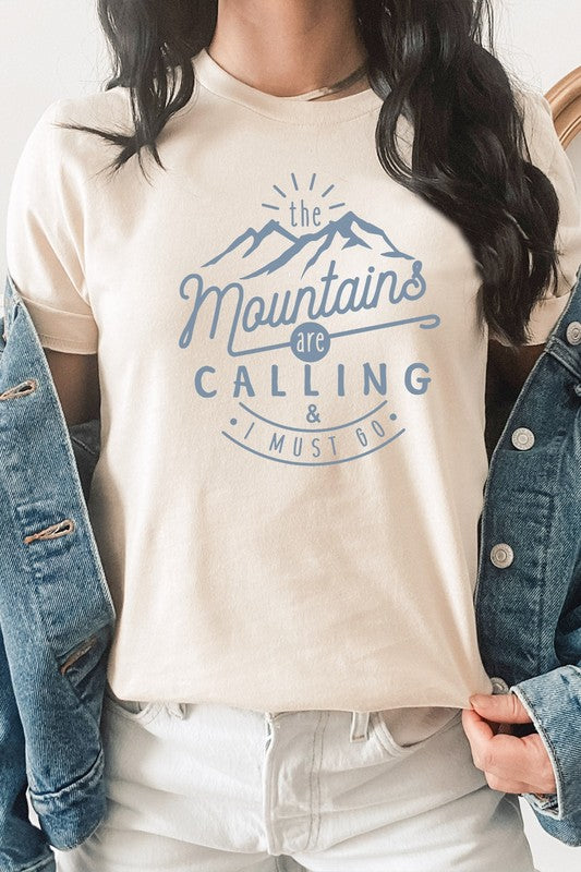 The Mountains Calling And I Must Go Graphic Tee Shirt