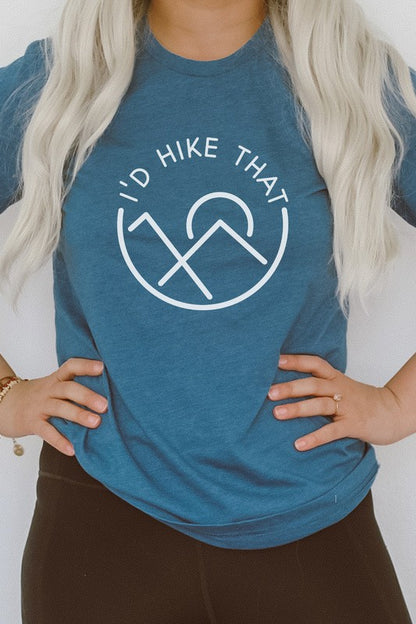 Id Hike That Abstract Mountain and Sun Graphic Tee