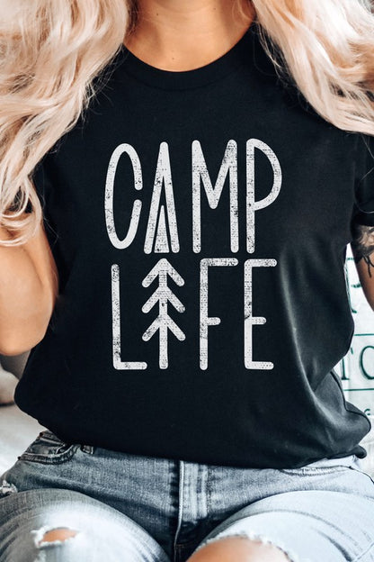 Camp Life Tree Summer Adventure Graphic Tee Shirt