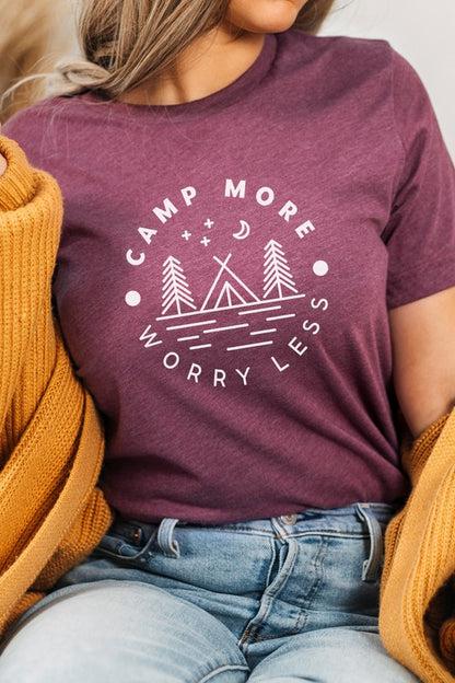 Camp More Worry Less Tent in Forest Graphic Tee Shirt