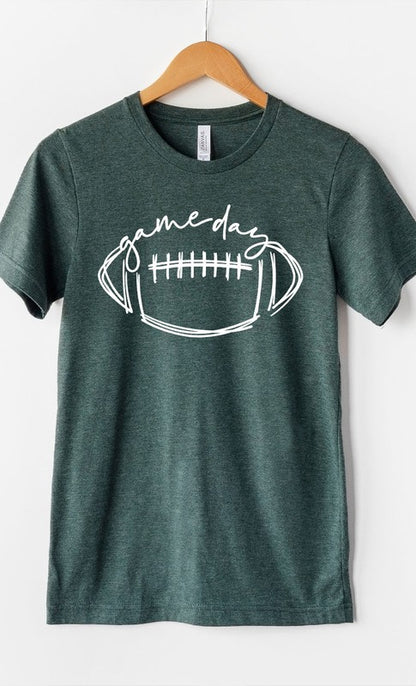 Cursive Football Game Day Graphic Tee Shirt