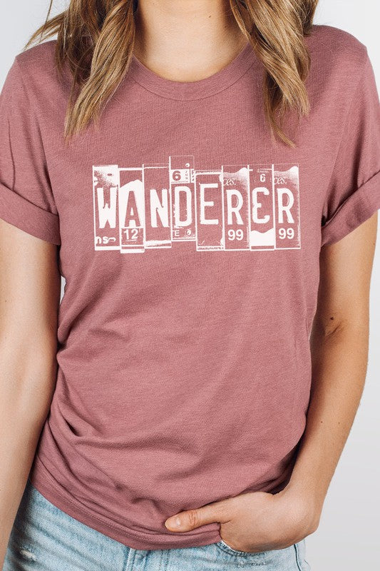 Wanderer License Plate Road Tripping Graphic Tee Shirt