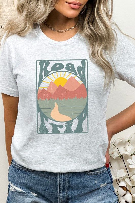 Road Trip Mountain Sunrise Adventure Graphic Tee Shirt