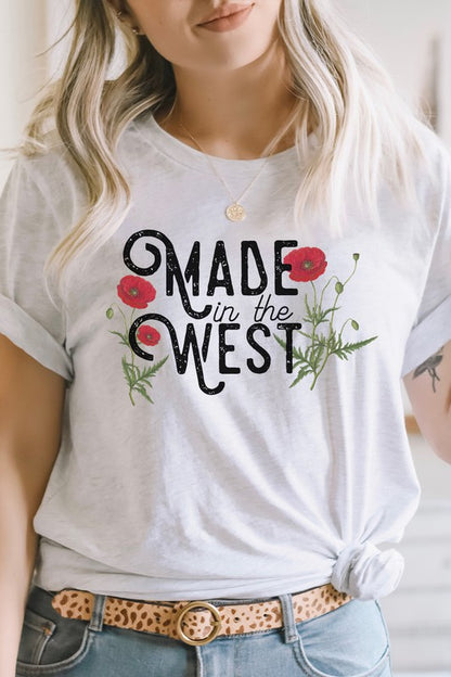 Retro Made In The West Red Flowers Graphic Tees Shirt