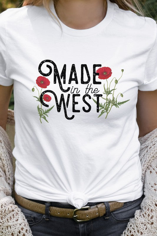 Retro Made In The West Red Flowers Graphic Tees Shirt