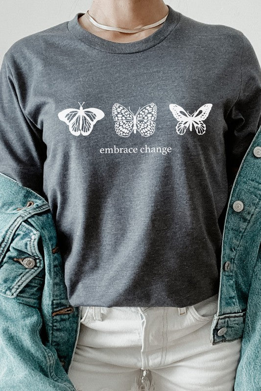 Embrace Change Butterfly Summer Graphic Tee Shirt