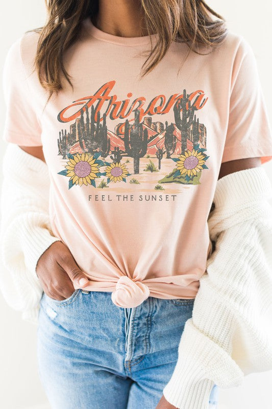 Arizona Feel The Sunset Sunflowers Graphic Tee Shirt