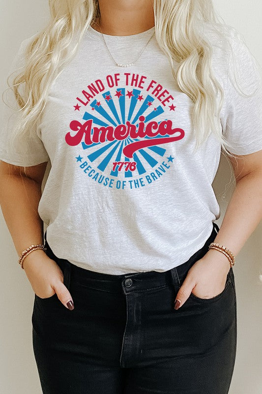 America Land Of The Free Of The Brave Graphic Tee Shirt