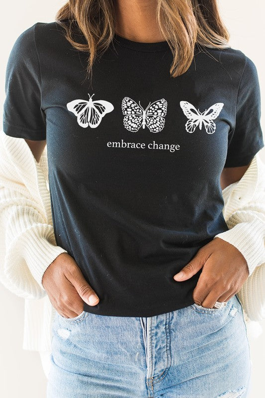 Embrace Change Butterfly Summer Graphic Tee Shirt