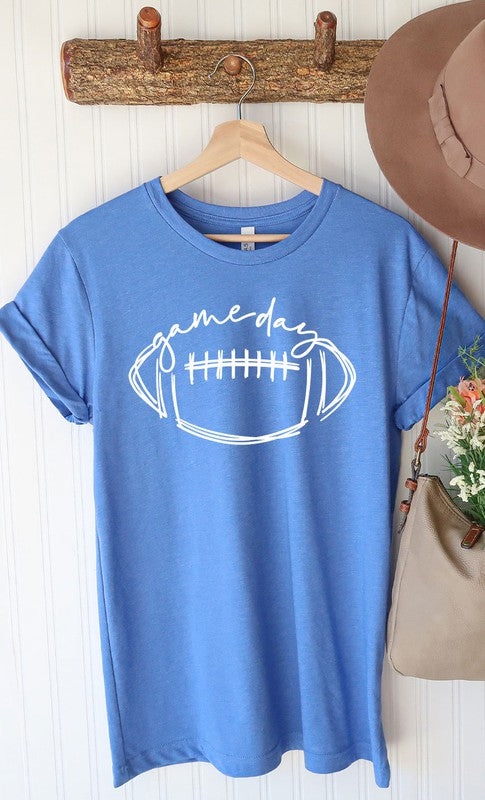 Cursive Football Game Day Graphic Tee Shirt